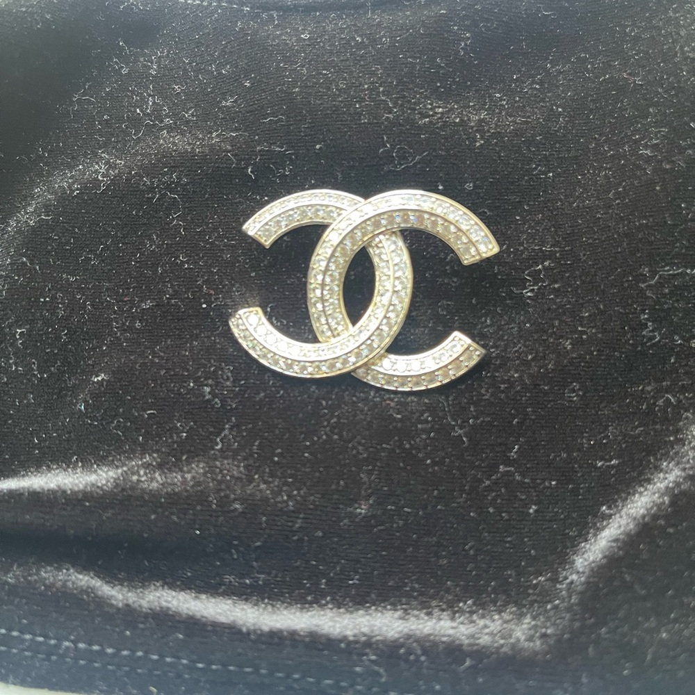 Crystal-Accented Brooch in Silver Tone